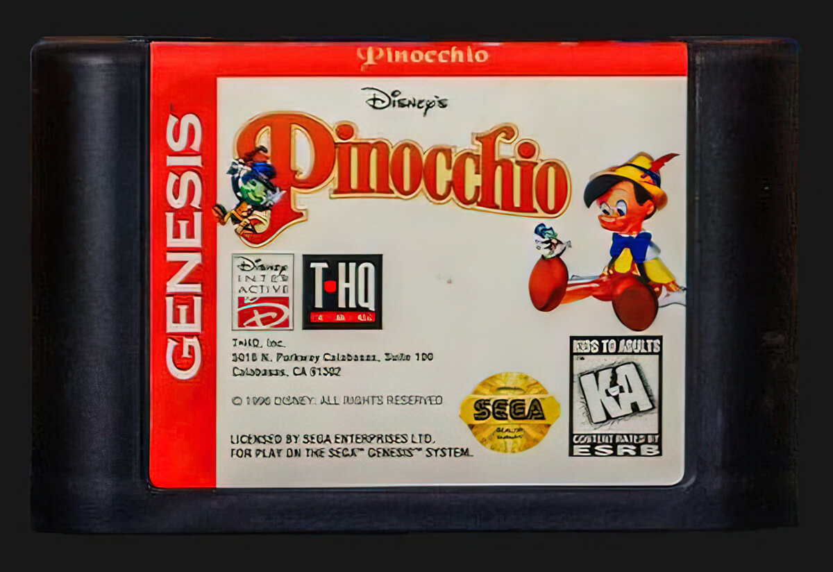 Лицензионный картридж Pinocchio для Genesis